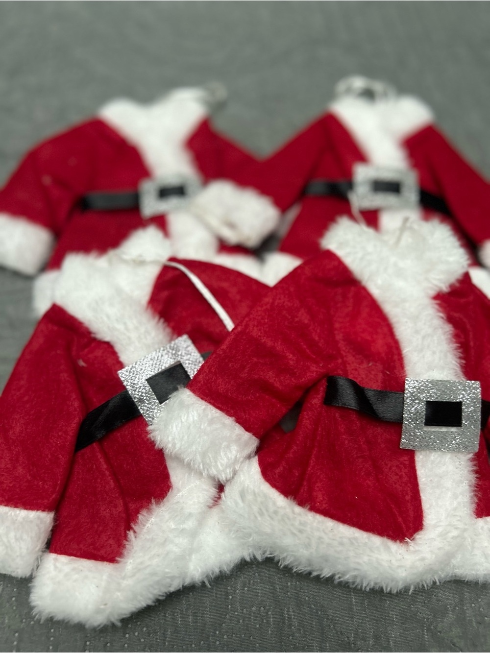 Red Santa Jacket Ornament Set with White Faux Fur Trim